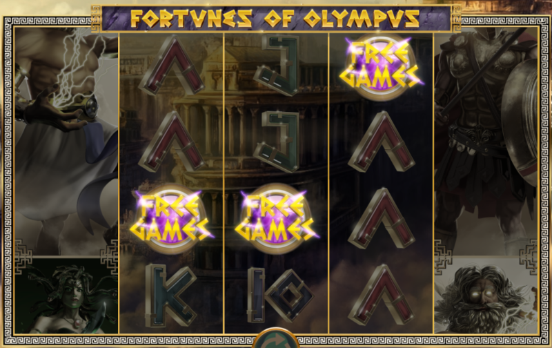 Fortunes of Olympus gives you 12 free spins when you get three in the middle reels
